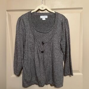 Sag Harbor Charcoal Blouse with Button Detail